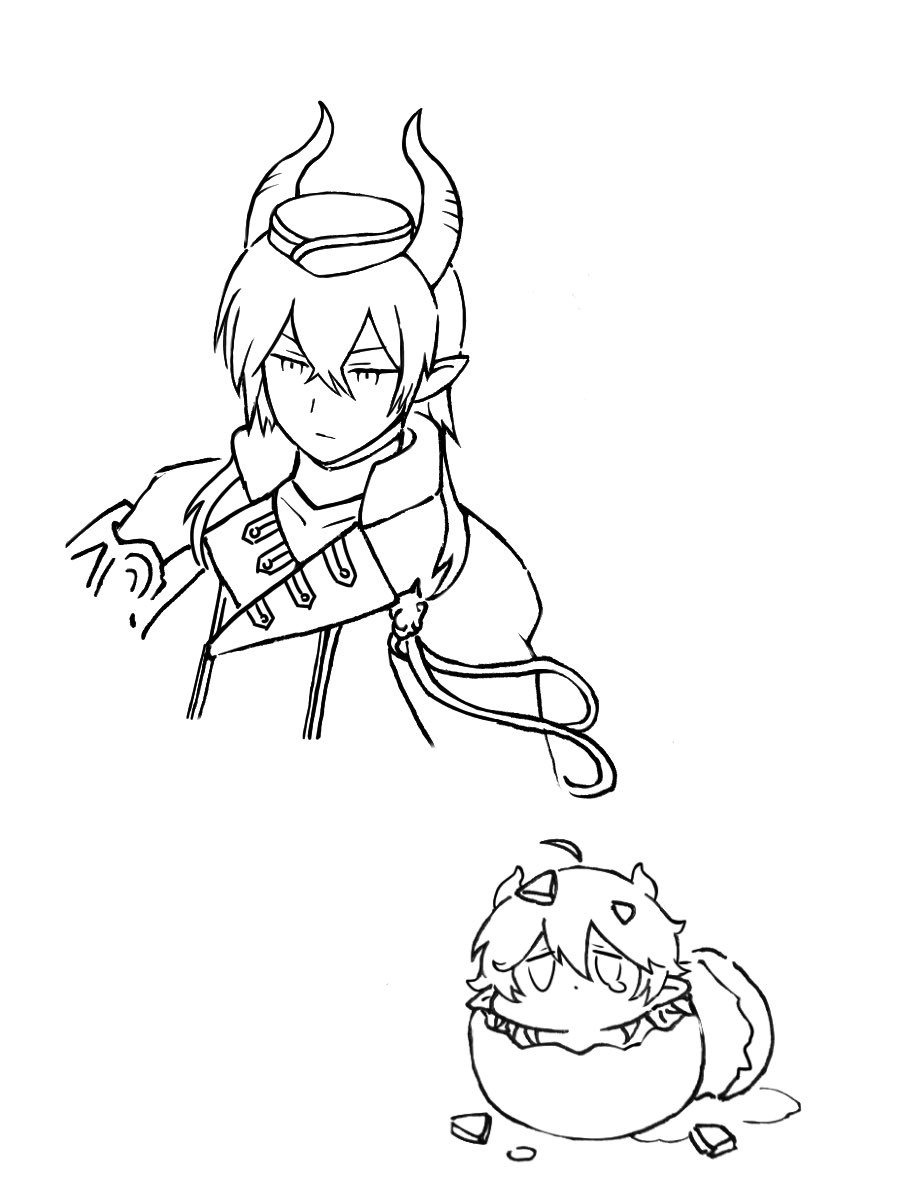 ツイステ ツノ太郎練習 たのしいぬりえ付き くーすけのイラスト