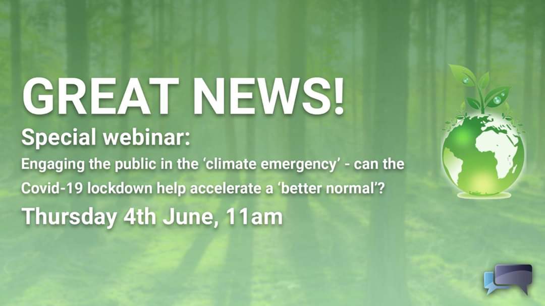 ECWenergy's tweet photo. FREE WEBINAR tomorrow 4th June 11am on #climatechange and #publicengagement. Join Associates from the Consultation Institute. SIGN UP HERE:  https://t.co/NB23yOm3VQ. 
#tci #ClimateEmergency #NewNormal #BuildBackBetter https://t.co/b5sztsfrXy