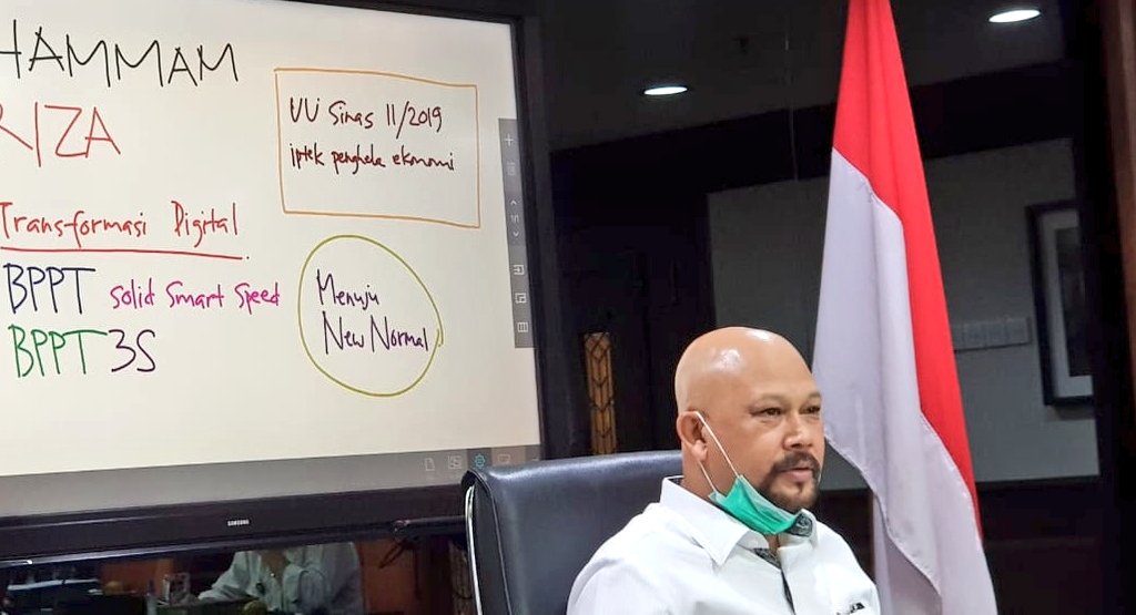 BPPT_RI's tweet image. #BPPT_RI terus lakukan persiapan dalam menghadapi era #NewNormalIndonesia. Kepala BPPT @hammam_riza mengingatkan kepada segenap jajaran, agar tetap produktif bekerja menghasilkan inovasi, dengan tetap memerhatikan protokol kesehatan.

#COVID19 
#BPPTSolidSmartSpeed