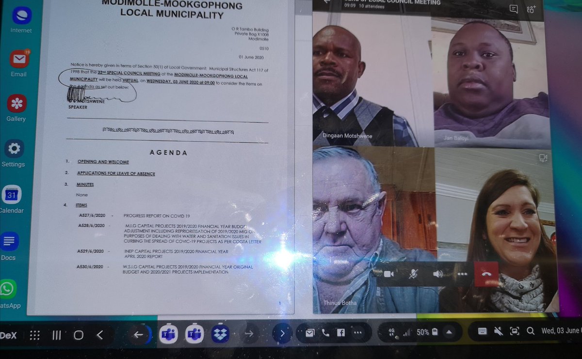 StadenMarlene's tweet image. This morning we are having our 3d Virtual Meeting - very proud of everyone involved !!
I have even learned how to use my Tablet on Dex Format so that I can see both the virtual meeting and the agenda at the same time... #nevertoooldtolearnnewtricks
#lockDownSouthAfrica
#modimolle