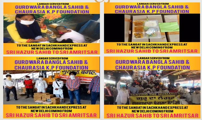 CKPFoundation's tweet photo. @CKPFoundation tribute to #humanity. #CKPF along with Gurdwara Bangla Sahib Committee Members served Langar to 1200 sangat members in Sachkhand Express on 2nd June. 
#CoronaWarriors https://t.co/7yDNCse5Zm