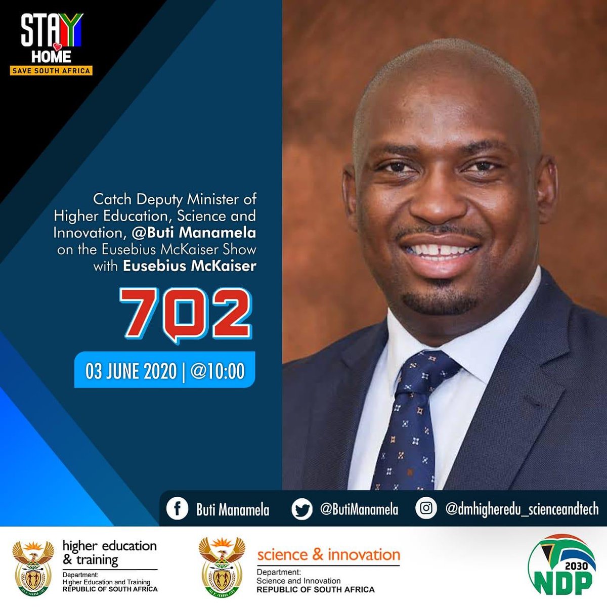 Eusebius's tweet photo. Can we save both lives & the academic year when it comes to our tertiary education sector?
Deputy minister @ButiManamela joins me now. What are the most important questions I should pose him? What issues should I explore? You can also engage him directly on 011-8830702 @Radio702 https://t.co/NOLz2UOnkr