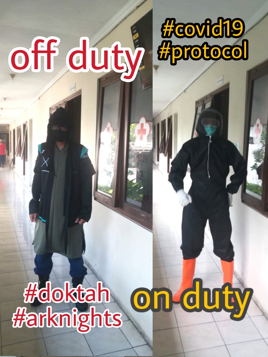 DavidWidyatmojo's tweet photo. Repost
When on duty i wear #hazmat
When off duty i wear #doktah #Arknights

#COVID19 #crisis #response team 
Corona virus in real life 
#oripathy in game 

 #アークナイツ #明日方舟 #명일방주 #杰西卡 https://t.co/41CpQn4lkO