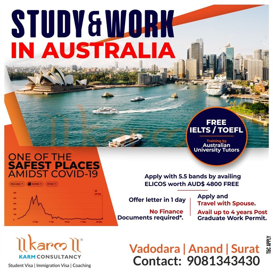 KarmConsultancy's tweet photo. #StudyinAustralia 
Special Offer for July &amp; September 2020 intake:
*FREE Admission &amp; Visa Processing
*Apply with IELTS 5.5 bands &amp; avail #Free ELICOS by the Australian University (#IELTSindicator accepted)

Contact our experts today on +919081343430 https://t.co/2OjwXuMqvC