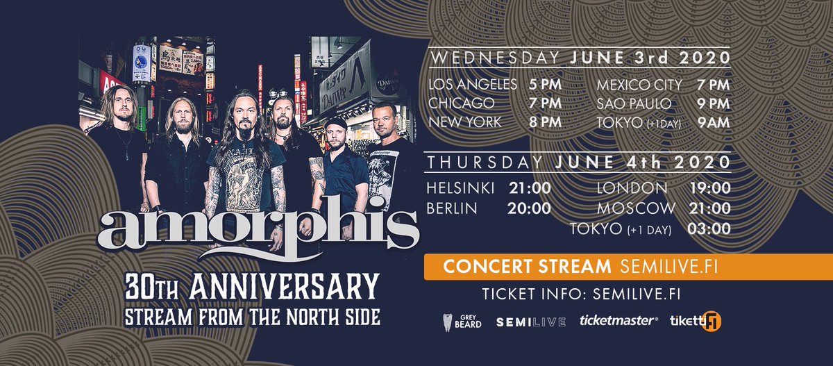 amorphis's tweet photo. Are you ready for #streamfromthenorthside? Two anniversary shows, two different setlists!
Tickets include the access to the live stream and archived video for 48 hours 👉 https://t.co/VsH0u9vtR9
#amorphis #amorphis30 #greybeardcm #semilive #livestream https://t.co/19V2Z0KW26