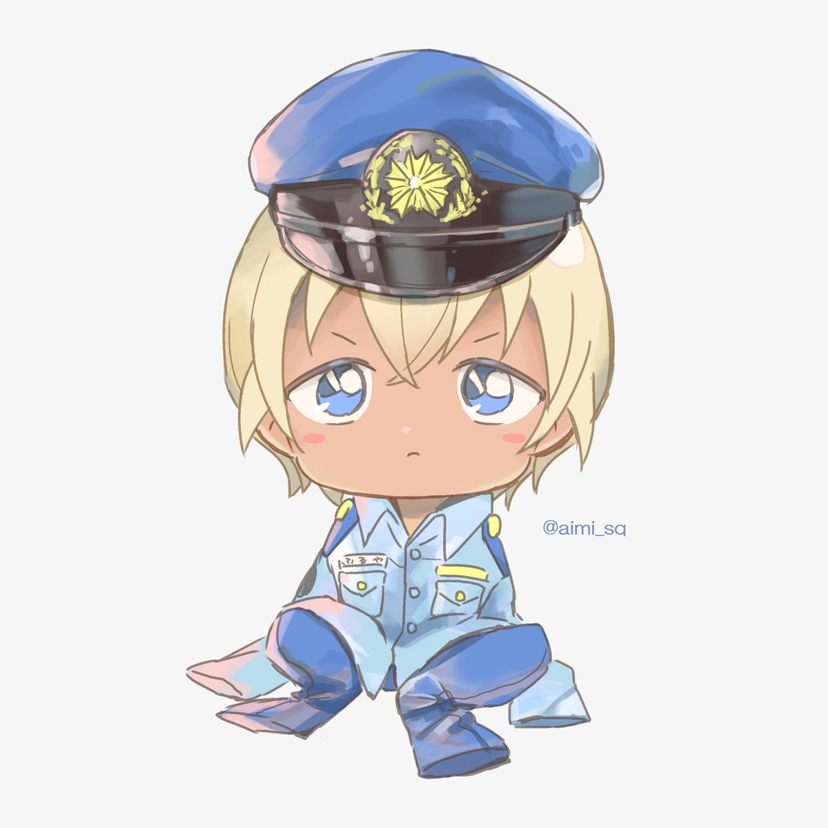 solo blonde hair hat blue eyes male focus 1boy short hair  illustration images