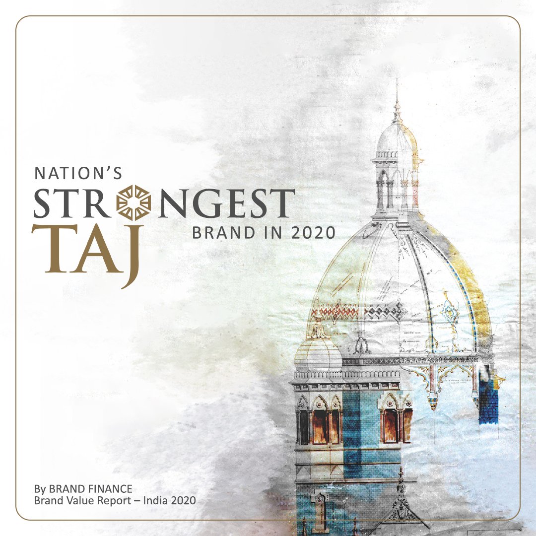 We are humbled and honoured to be ranked as the nation’s strongest brand, by <a href="/BrandFinance/">Brand Finance</a> in their coveted ‘India 100 2020’ report. Taj has got the rare distinction of being ranked the highest across brands in all sectors. 
To know more, visit: bit.ly/300INNH
#TajHotels