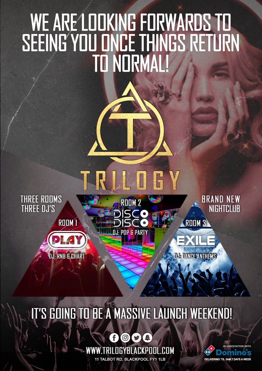 The team at Trilogy are looking forward to welcoming you all to our brand new 3 room nightclub...... 

Hoping it won’t be to much longer now🤞 #trilogyblackpool #Blackpool