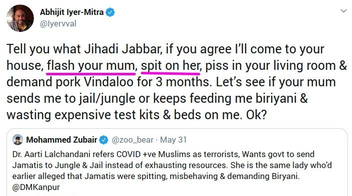 He's a columnist at @ThePrintIndia. Talks about flashing at mothers and spitting on them. A proud moment for the investors, owners and employees of @ThePrintIndia, who continue their association with this individual without protest.