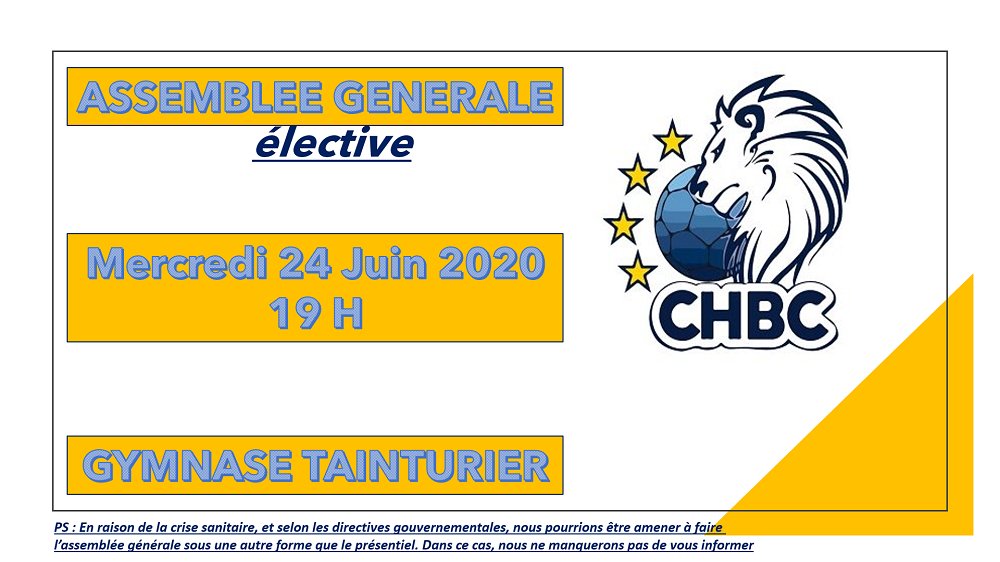 CompiegneHBC's tweet image. Assemblée générale le mercredi 24.06 à 19 H Tainturier. 

IL EST IMPORTANT QUE L'ENSEMBLE DES LICENCIES, LES JEUNES ET MOINS JEUNES SOIENT PRESENTS POUR QUE LE NOUVEAU BUREAU PUISSE ETRE ELU. 

Nous comptons sur votre mobilisation et vous en remerciant par avance.