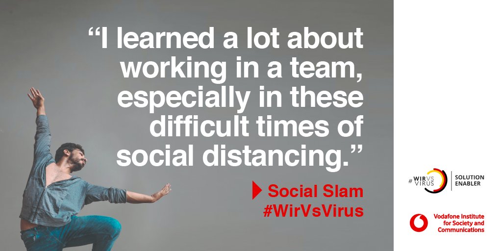 #WirVsVirus: <a href="/SocialslamO/">socialslam_official</a> is a platform for #artists and #event organisers that facilitates #digital performances. They are part of <a href="/PT_Deutschland/">ProjectTogether</a>'s #SolutionEnabler supported by us. Read about teamwork &amp; support of the creative community at vodafone-institut.de/events/social-…. <a href="/vodafone_de/">Vodafone Deutschland</a>