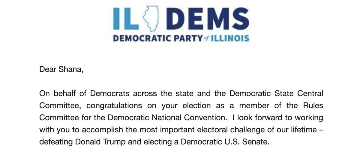 TheShanaEast's tweet photo. I just received notification that I have been elected to serve on the #DNC2020 Rules Committee, representing the @BernieSanders campaign for #Illinois. What rules would you like to see the @DNC change or make permanent? #1u #twill #NotMeUs https://t.co/l0g80liSIP