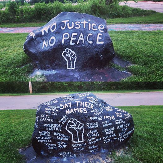 SMHS students regularly paint "the rock" with items, messages and events that are important to them. Proud to see the most recent version! #SMWay #blacklivesmatter