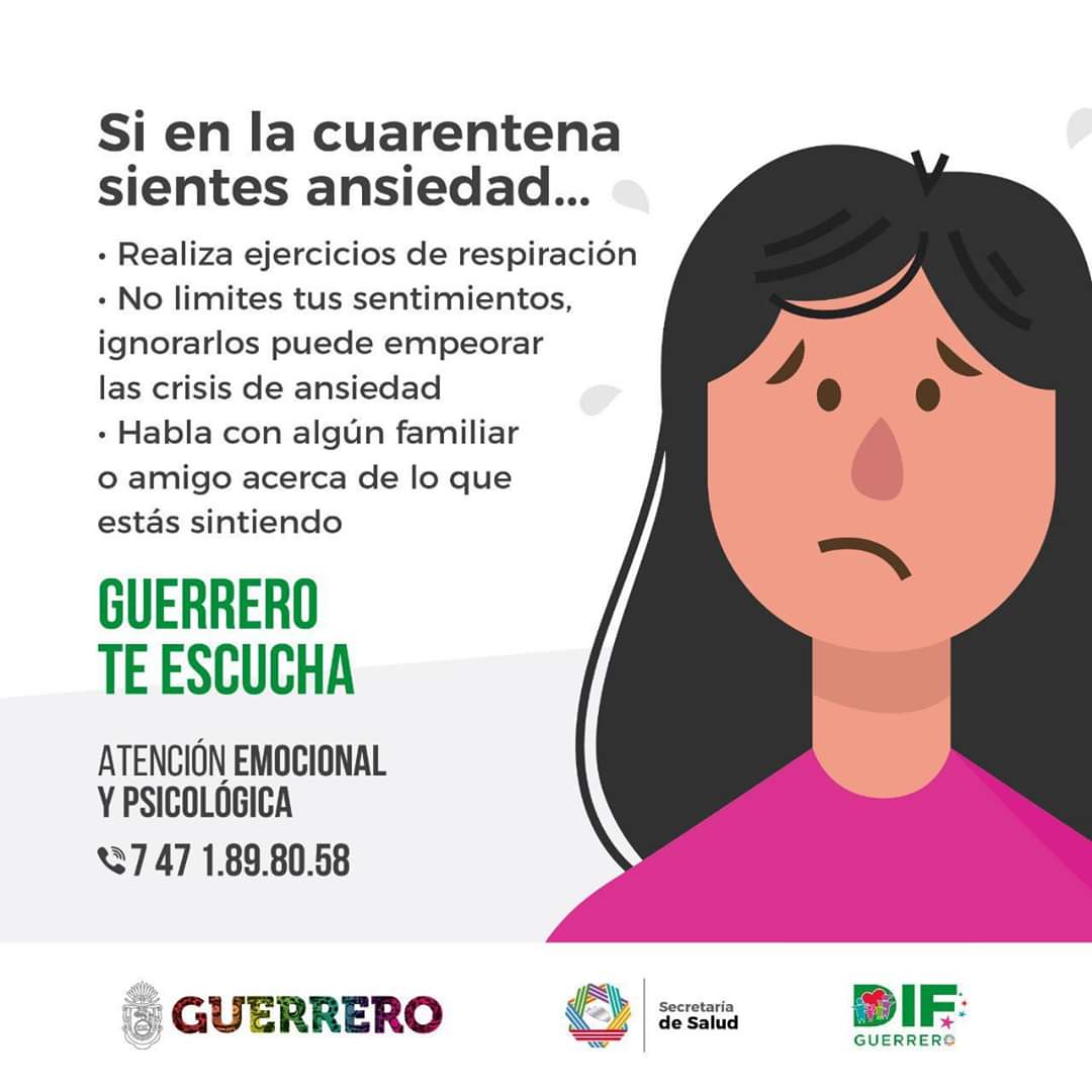 Todos estamos preocupados, tristes o ansiosos por las causas y consecuencias de la contingencia sanitaria. Aquí queremos ayudarte...tu salud mental también es muy importante. ¡Llama!
#QuédateEnCasa
<a href="/HectorAstudillo/">HectorAstudillo</a> @SDSGRO