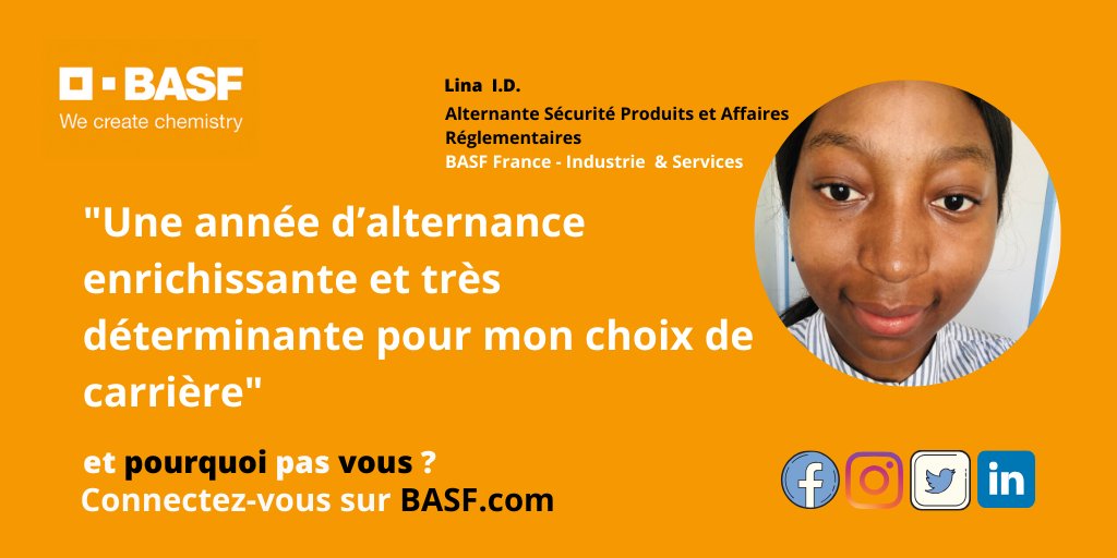 stephanie_berne's tweet photo. 📣📢#Recrutement #alternance

Vous êtes à la recherche d'une #alternance en Sécurité produits, Affaires réglementaires et Qualité? 
@BASF_FR , Etablissement Industrie &amp; Services recherche son alternant, faites comme Lina et rejoignez nous!

👉https://t.co/mLDkBgQ2EH https://t.co/lHVvtNLFM3