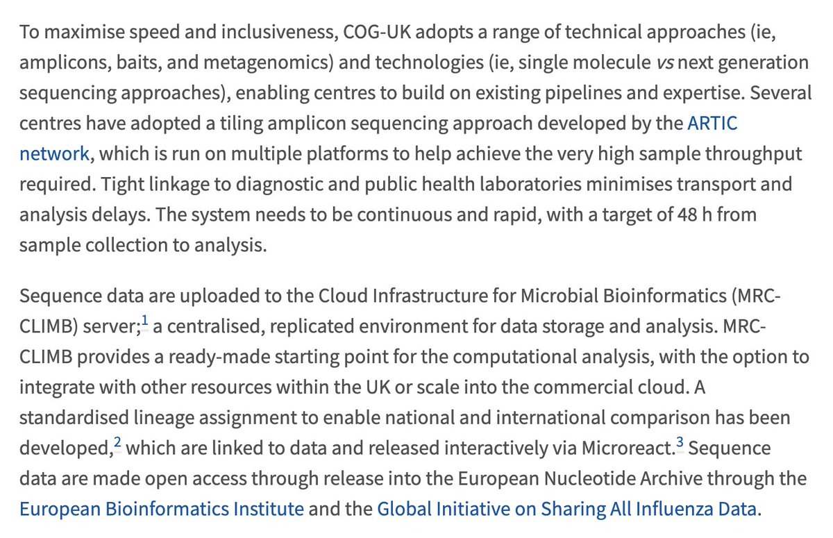 It's not been an easy ride by any means, but very proud of what @CovidGenomicsUK have achieved in a short timescale: article in @LancetMicrobe today describes the distributed and diverse sequencing and analysis model we chose for genomics of SARS-CoV-2: thelancet.com/journals/lanmi…