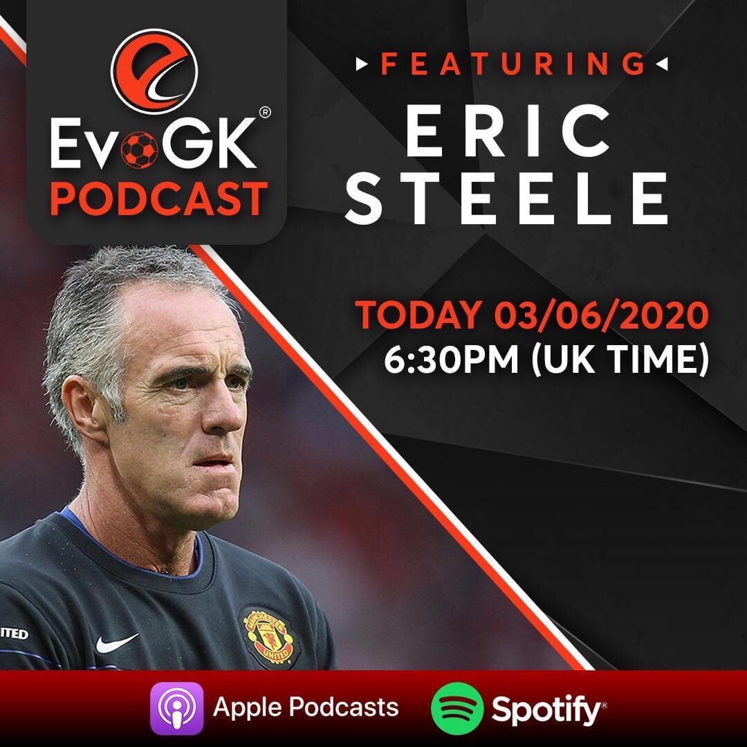 EvoGK_'s tweet photo. Tonight at 6:30PM you can listen to the 001 episode of the EvoGK Podcast 🎧 🎤 

With Former Manchester United First Team GK Coach/EvoGK Ambassador Eric Steele 🧤 🧤 

#EvolveWithEvolution #EvoGKPodcast #GKUnion https://t.co/lPvBKWBSUM