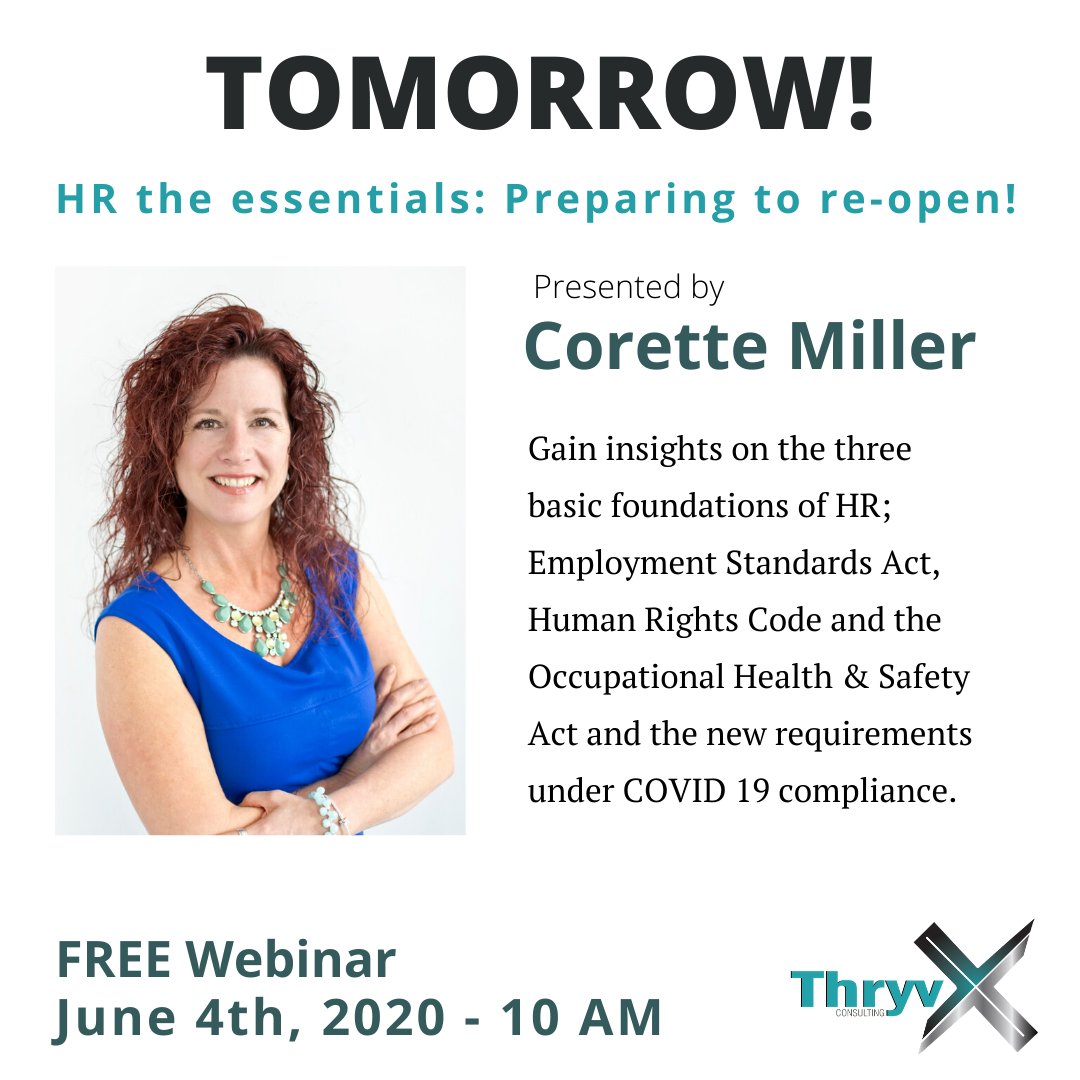 thryvx's tweet photo. Be proactive, know what you need to know before you need to know it!
Join us for a FREE webinar TOMORROW at 10 AM &amp; learn everything you need to know about the new requirements under COVID-19 compliance 
Register now: https://t.co/hkeGDVav45  
#essentialsofhr  #hrdurahmregion https://t.co/qBwJRBw96I