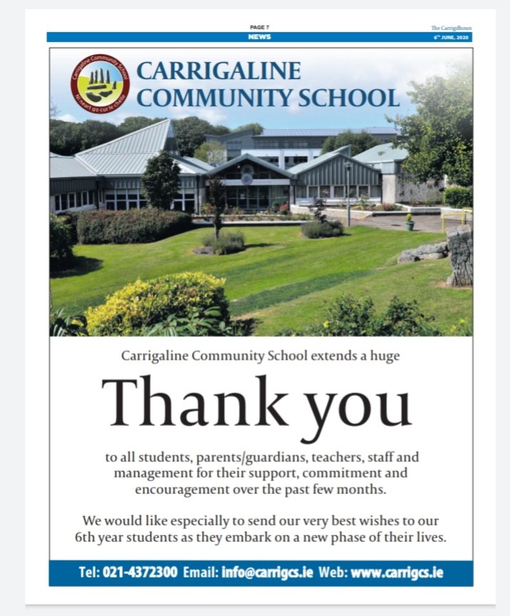 A message to our community in today's Carrigdhoun newspaper <a href="/Carrigdhounnews/">Carrigdhoun Newpaper</a>