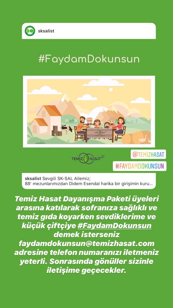 '88 mezunlarımızdan Didem Esendal harika bir girişimin kurucularından: Temiz Hasat Tüketim Kooperatifi #KızılırmakDeltası ve #Sürmeli 'nin sağlıklı ürünlerini tertemiz sofralarla buluşturuyor #FaydamDokunsun 

@TemizHasat