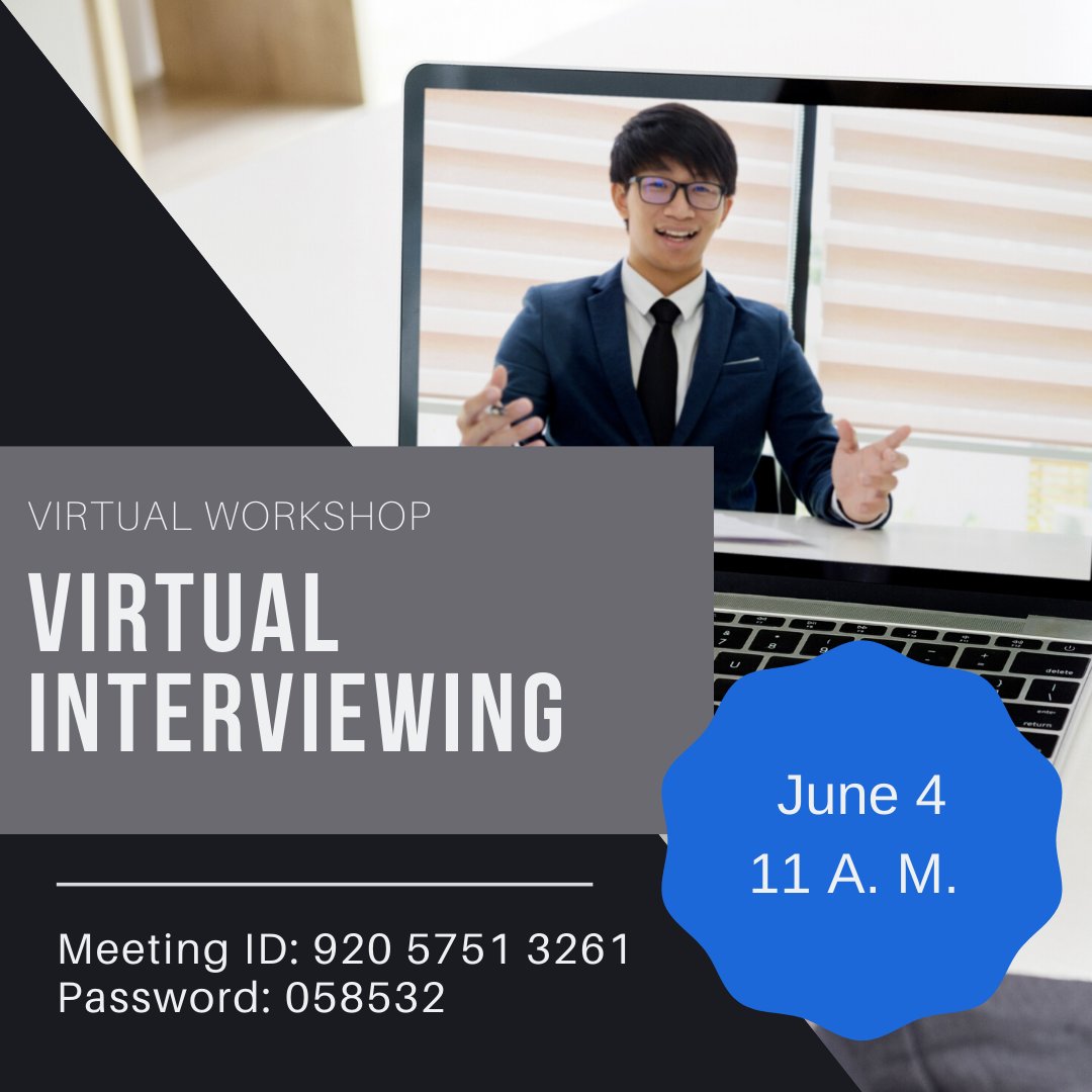 DcccCo's tweet photo. Do you want to become a better interviewer in a post Covid-19 world? Attend the Student Employment Services &amp; Co-Op Center Virtual Workshop on Virtual Interviewing. June 4, 2020 at 11:00 A. M. 
Zoom Link Below
https://t.co/qKpzXIMYOM https://t.co/SndJO1WnxZ