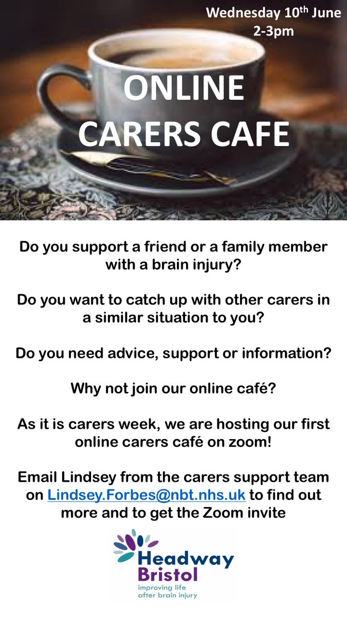 Next week is #carersweek and we thought it would be nice to host a virtual coffee with all our carers, new and old! Details below. Please share with anyone you feel may want to join! Thank you
