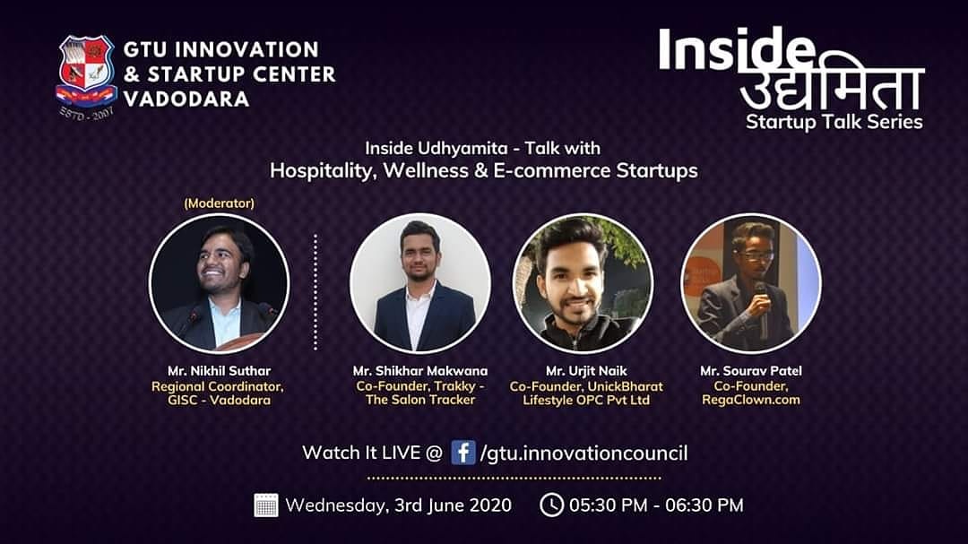 giscvadodara's tweet image. Live #InsideUdhyamita: Today, 5:30 pm Onwards on Gtu Innovation Council Page! #GTU #GISC