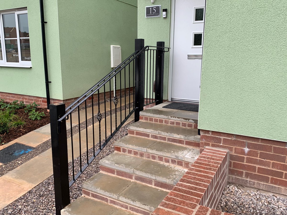 brand new houses in cheltenham with terrible looking wooden handrails to the front of the houses - we transformed the look this house and are also now doing balustrade panels to the rear garden #cheltenham #fabrication #welding