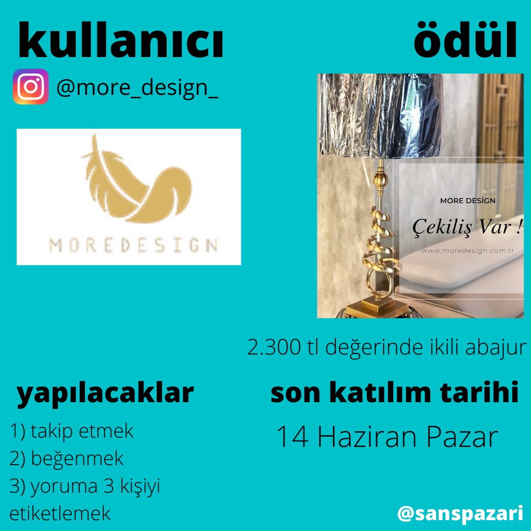 sanspazari's tweet photo. #çekiliş #moredesign https://t.co/qC2evgVucF