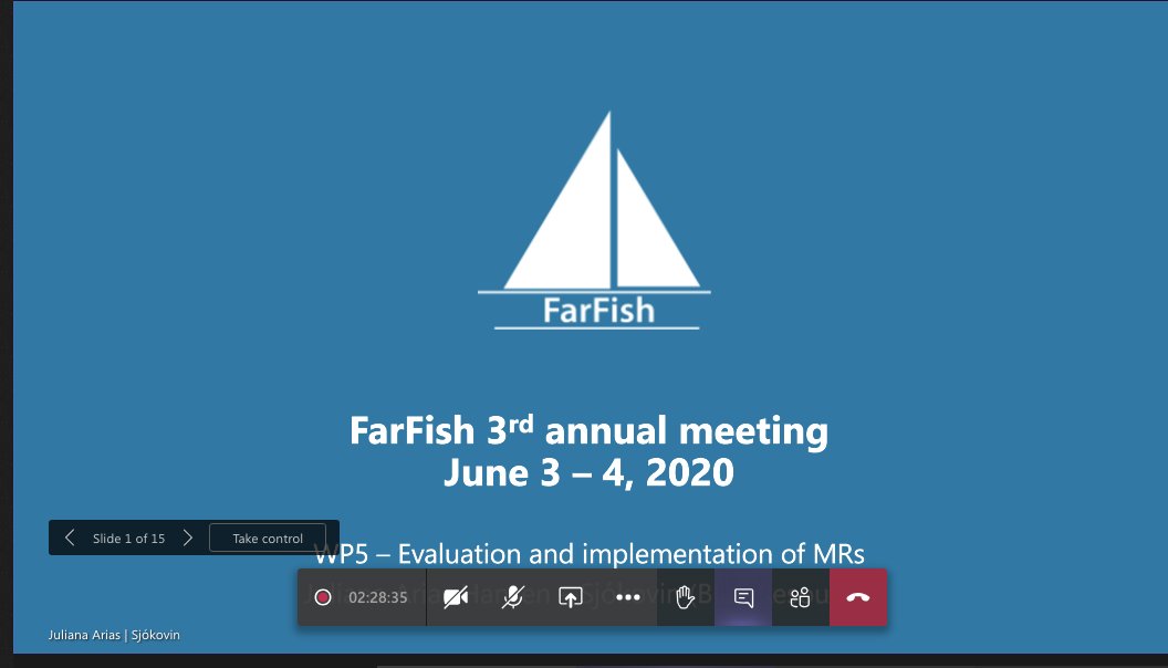 FarFisH2020's tweet photo. The 3rd annual #FarFish meeting is taking place online due to COVID. 49 participants in 6 time zones. The sun (almost) never sets on the FarFish project. #sustainablefisheries #VirtualMeeting https://t.co/oKVcXUXsVr