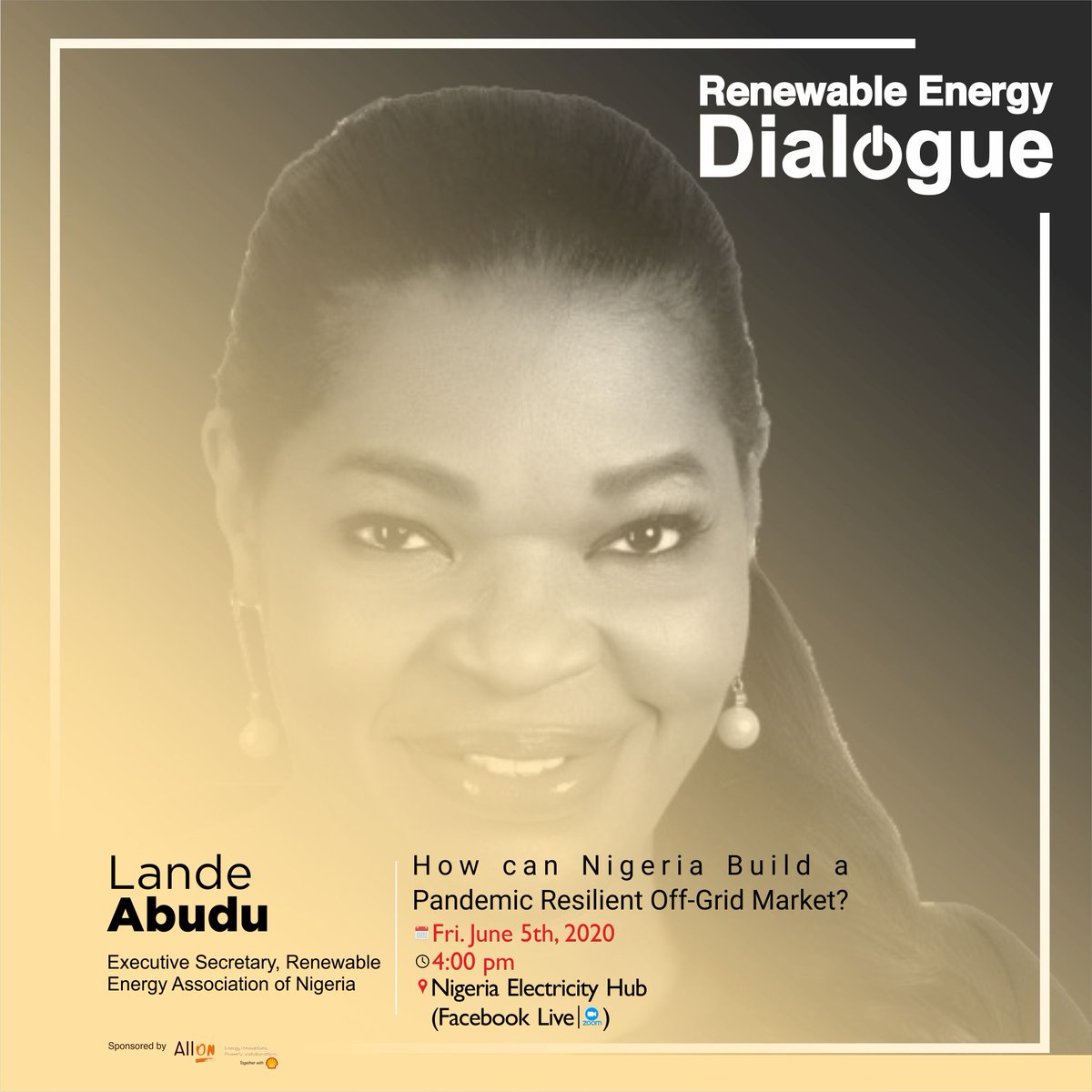 Discussions would be held live on Facebook and Zoom, moderated by Lande Abudu, Executive Secretary, <a href="/REANigeria/">Renewable Energy Association of Nigeria (REAN)</a>

Register here to attend - dialogue.nextierpower.com/power-dialogue/

Supported by <a href="/NGElectricHub/">The Electricity Hub</a>, <a href="/NextierPower/">Nextier Power</a> and <a href="/AllOnEnergy/">All On</a>