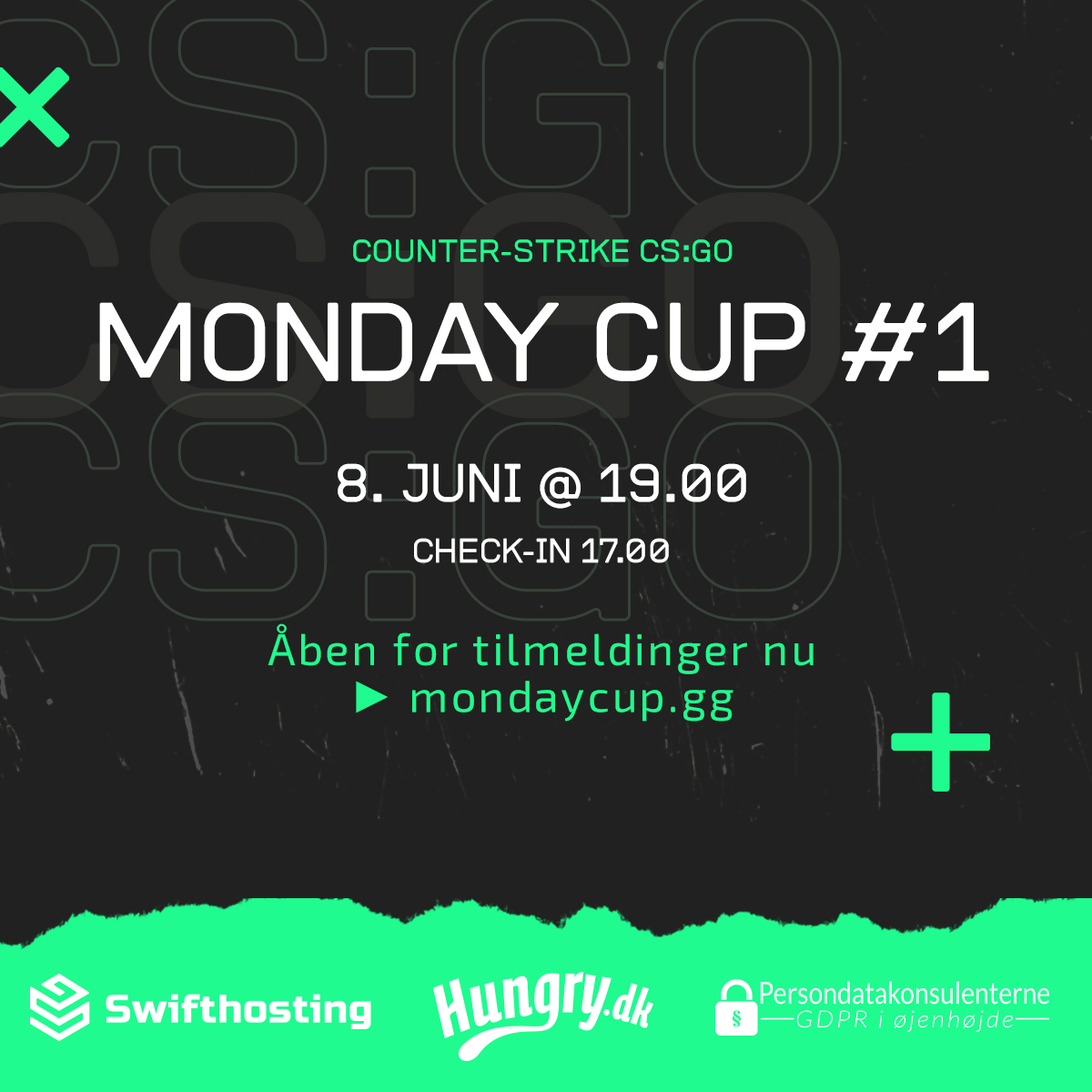 MONDAY CUP #1! 🟢💚
De tre test-runs er overstået og vi er nu klar til officielt at åbne op for Monday Cup #1. Skal I være den første vinder, så er det nu I skal samle holdet.

Du kan tilmelde jeres hold på:
ᐅ mondaycup.gg
