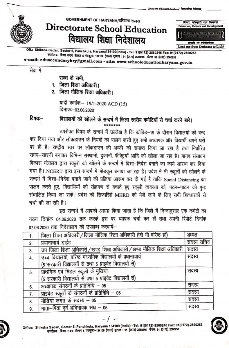 sakshirawat9's tweet image. जब कोरोना का खतरा और बढ़ा तब सुरक्षा की जगह स्कूलों को खोलने की तैयारी में सरकार, हर जिले में बनाई गई कमेटी, 7 जून तक लिया जाएगा फैसला।
@PMOIndia @NBTDilli @RGSparents @GBNParents @dav14faridabad @46Mris @NcrParents @ParentsGurgaon @gurugramparents #unlockone #Covid_19 @cmohry