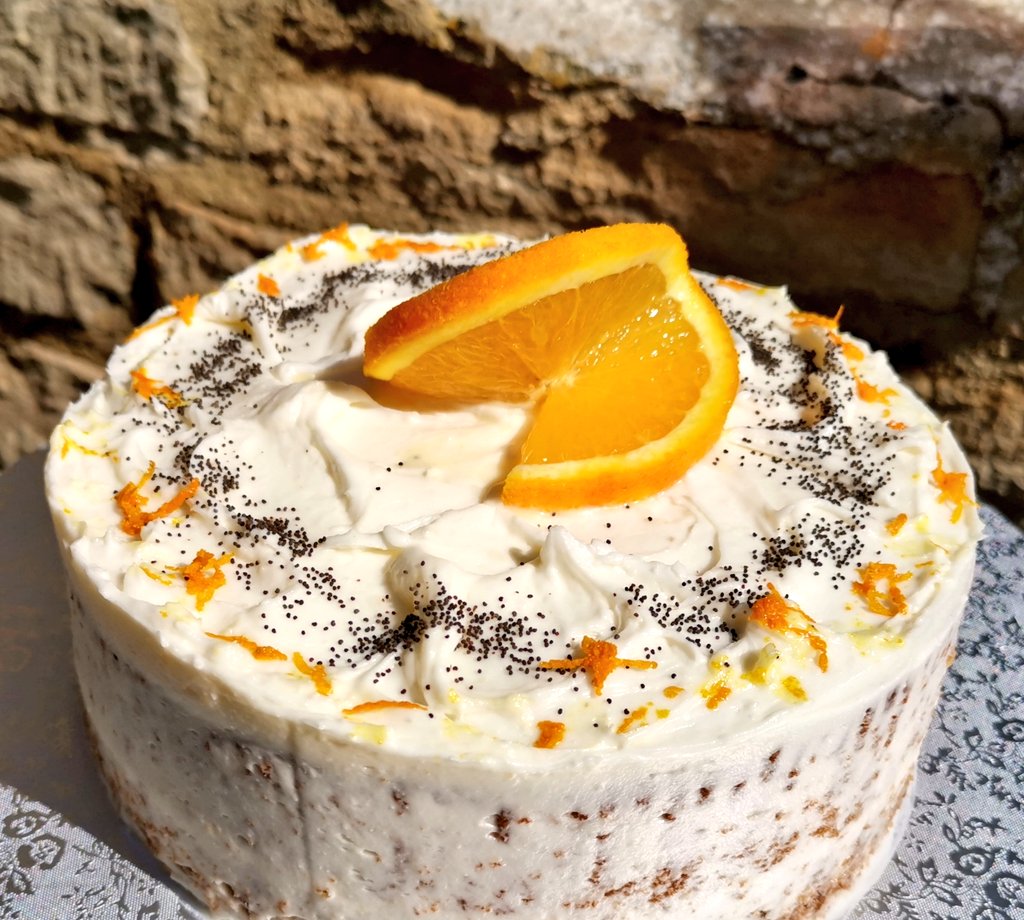 Orange &amp; Poppy Seed Layer Cake! Cream Cheese Frosting! #sweetfanciescakes #baking
