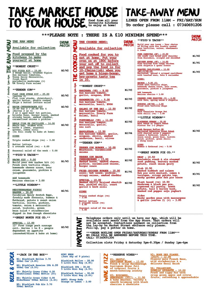 MHA Takeaway menu update! Order lines open from 11am Fri/Sat/Sun
Call: 07340691206.

Collections : 5pm-8.30pm - Friday &amp; Saturday / 1pm-6pm - Sunday

Collect from the lay-by on Market St. pay by card when you arrive. 
Raw &amp; cooked menus can be ordered together. £10 Min spend.