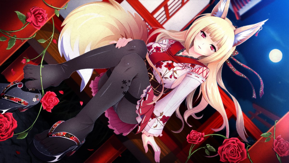 淋音 Sur Twitter 和風な狐 オリジナル うちの子 壁紙 女の子 狐耳 狐娘 和風 着物 黒タイツ T Co Aeejux9chw