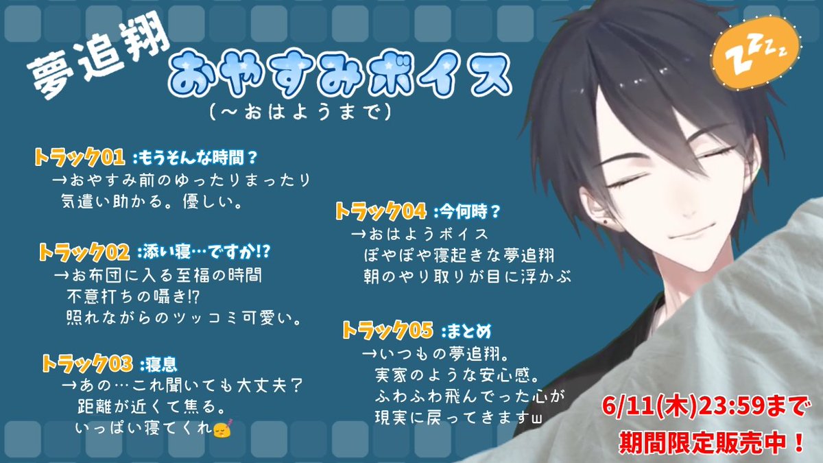 夢追翔おやすみボイス感想 参考にどうぞ！(オススメです。是非
