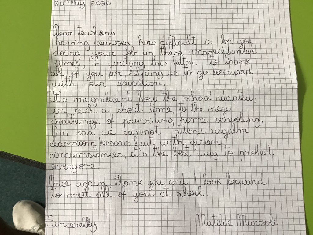 FalconsMPS's tweet photo. What a lovely welcome back we received from two children in Year 6. Thank you for your very well written and kind letters. It’s been great getting back into school and having the children back! @EnglishMPS_ https://t.co/jswbGmDnhK