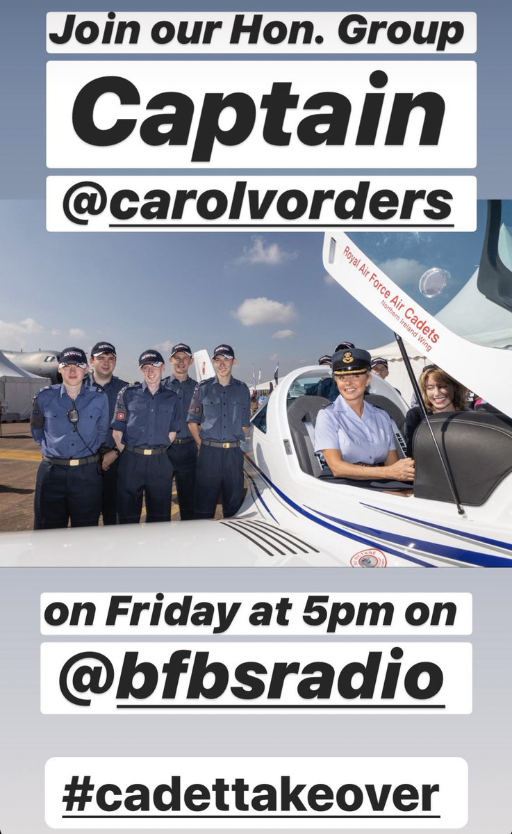 Our Honorary Group Captain <a href="/carolvorders/">Carol Vorderman</a> will be live at 5pm on FRIDAY on the <a href="/BFBSRadioHQ/">BFBS Radio</a> Instagram page as she chats to presenters Amy Casey &amp; Jay James and answers your questions. BFBS The Forces Station across the UK on DAB+. You can listen here &gt; radio.bfbs.com"