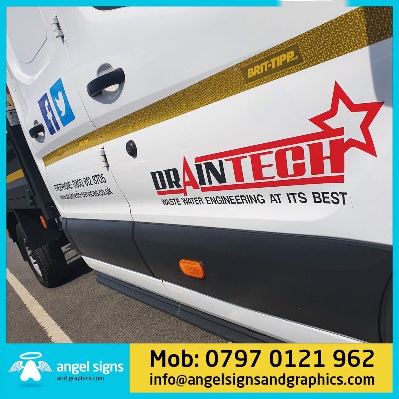 <a href="/forduk/">Ford UK</a> transit &amp; transit tipper livery supplied &amp; fitted for <a href="/Draintech_/">Draintech Services Midlands</a> #typography #gooddesign #design #graphic #vanwrap #vangraphics #truckgraphics #trucklivery #truckwrap #signwriting #signs #carwrap #vehiclewrap #rolandprinter #chevrons #reflective #drain #wastewater