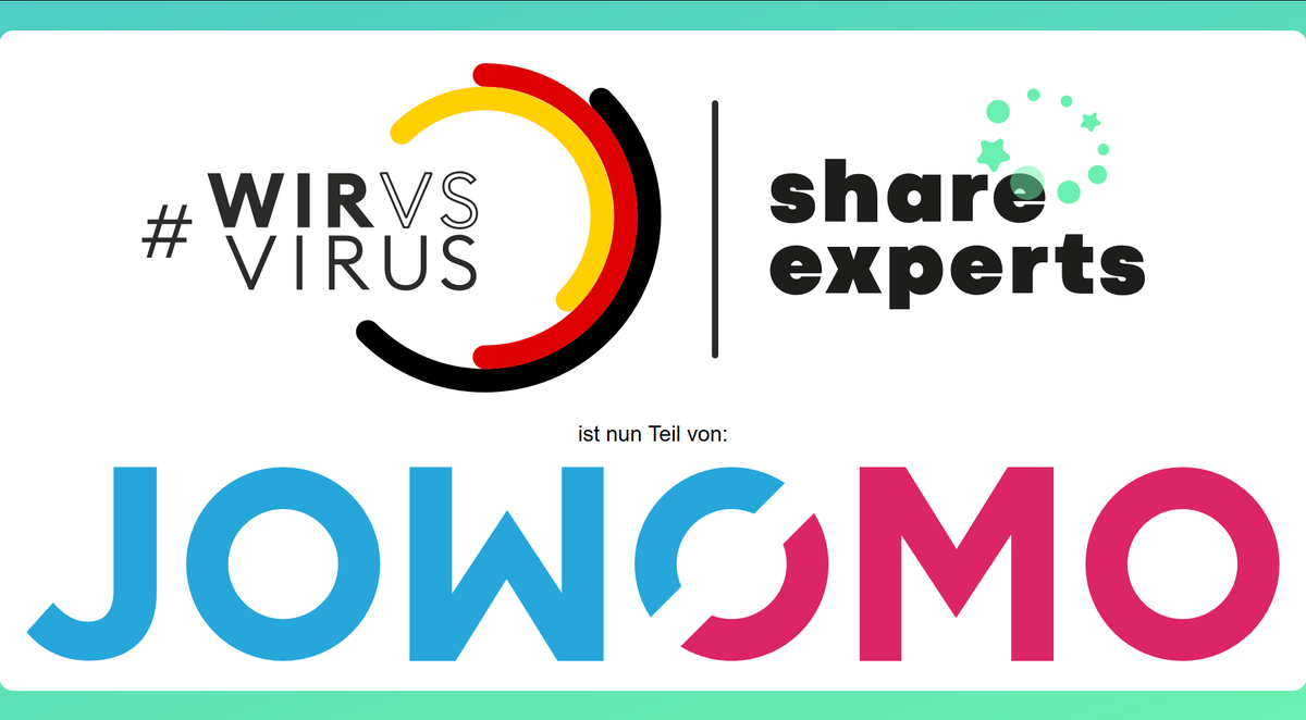 share_experts's tweet photo. #wirvsvirus geht in die nächste Runde: Das Team von share experts fusioniert mit @JOWOMODE und bündelt die gemeinsamen Kräfte! https://t.co/1GIeOZxEOr