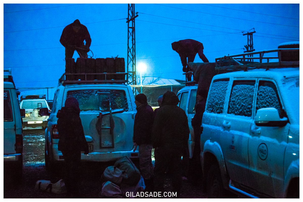Monday early morning 
The team preparation for a long week of working under the snow.