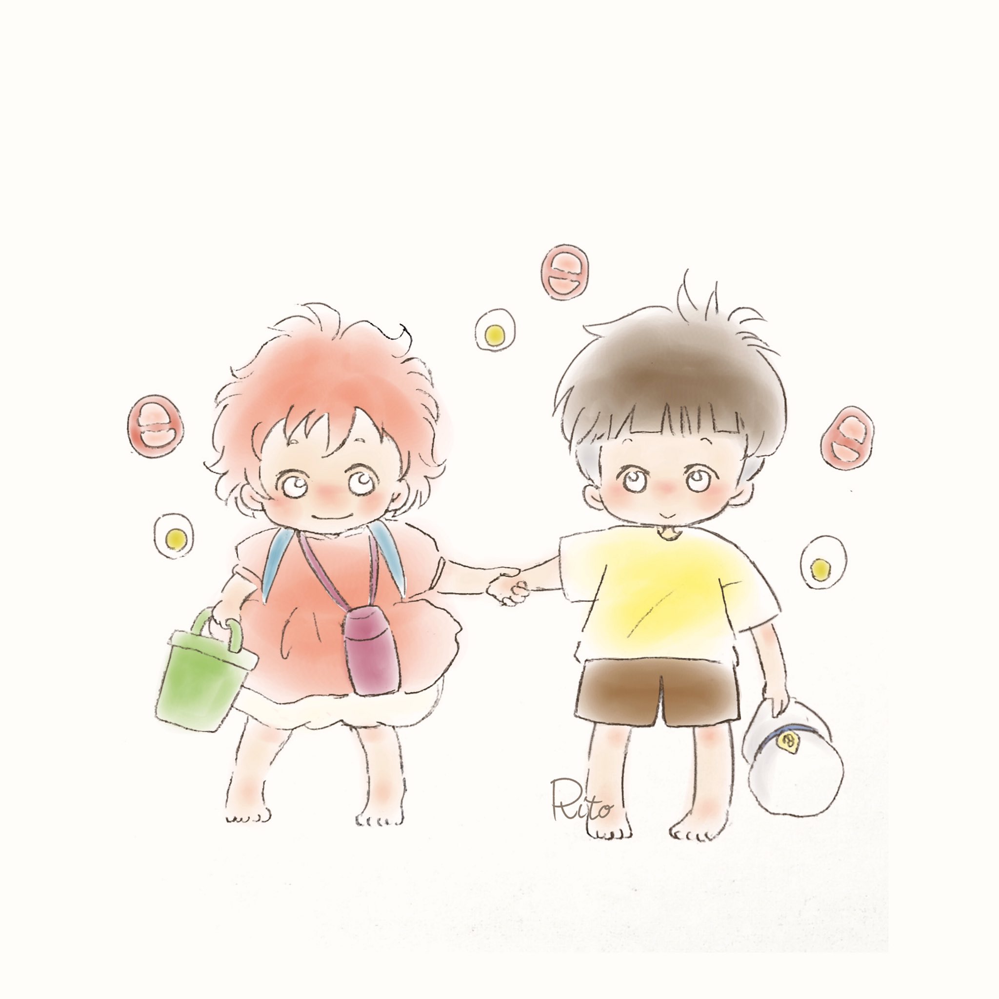 りと Literone2222 U Tvitteri ポニョと宗介 2人が食べるラーメンの ハムとゆで卵がすっごく美味しそうだったなぁ 崖の上のポニョ ポニョ 宗介 ジブリ ジブリイラスト 宮崎駿 女の子イラスト カップルイラスト 夫婦イラスト ゆるイラスト ゆるい