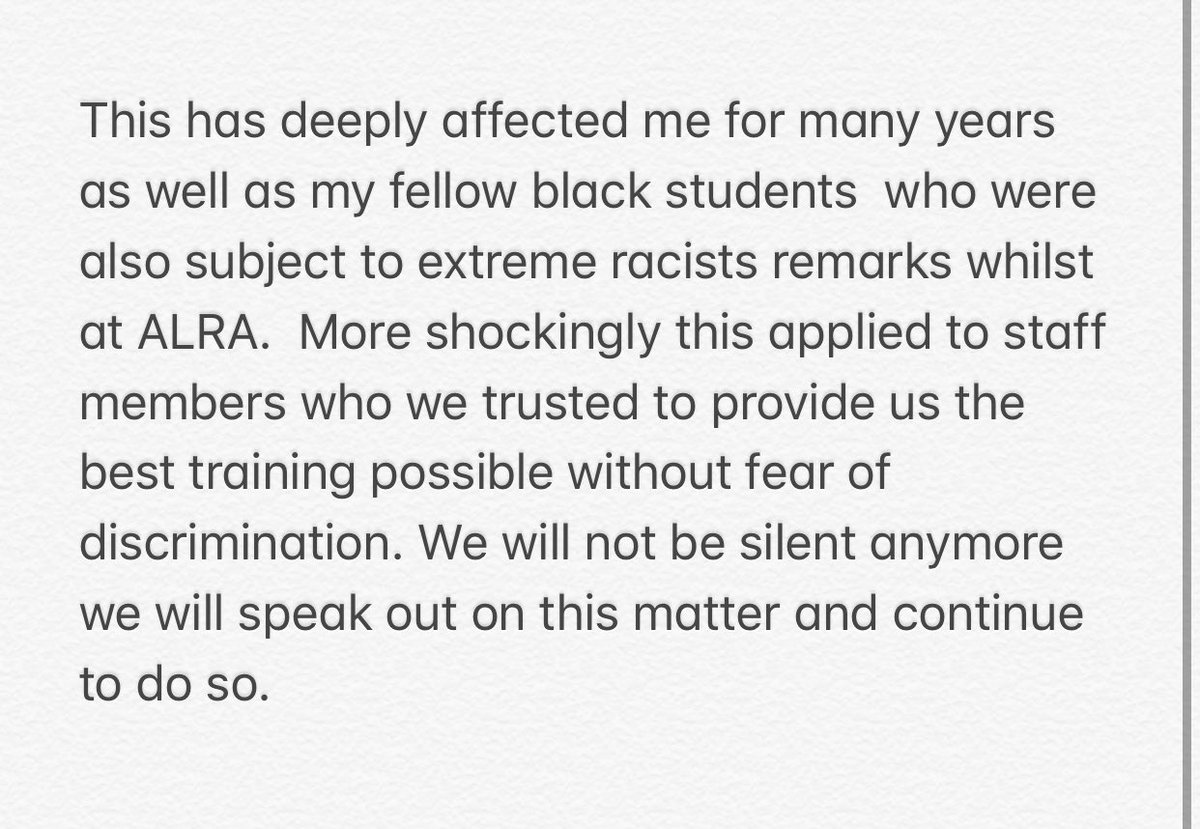 Yesterday was one of the most stressful days of my life lots of difficult conversations with friends who have experienced similar things. We are hurting we are angry and we are speaking up. We will not be silenced anymore. @ALRADrama #BlackLivesMattter