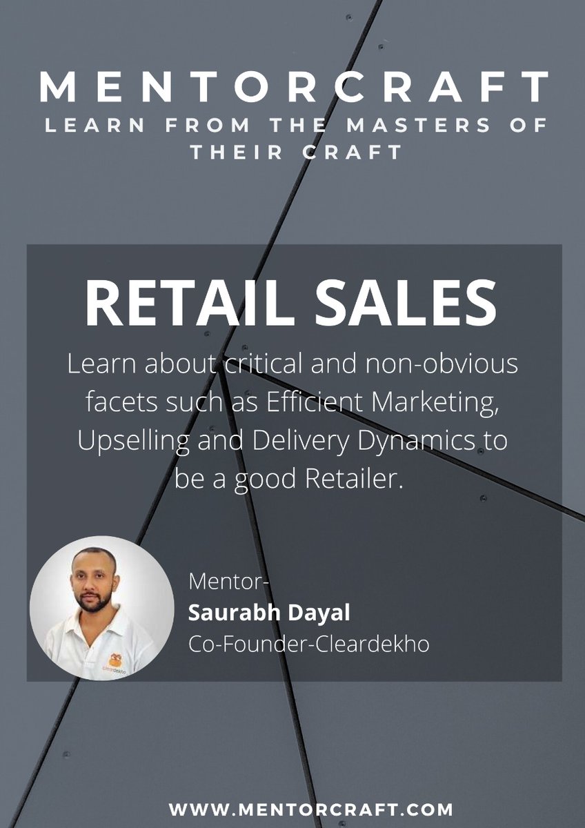 RhythmVerma12's tweet photo. Learn from none other than Co-founder of Cleardekho - @dayal_saurabh only on https://t.co/0mgzUGW8sB. 
#mentorcraft #learnfromthebest #cleardekho #retailsales #learn #LearnFromHome #live #InteractOnline https://t.co/ihnWopHGzN