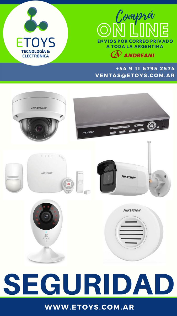 GrupoKangu's tweet photo. #Seguridad en https://t.co/sclR3mo3TS

#Hikvision #PcBox #Dahua #ProFaceX #Sunell

Envíos por Correo Privado a toda la Argentina.

ventas@etoys.com.ar

#BuenMiercoles #ArgentinaUnida  #Argentina #ecommerce #Destapate https://t.co/etFzqhSwb8
