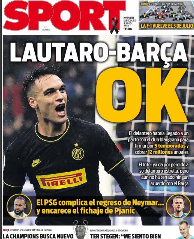 Principales portadas de los diarios de prensa para el 3 de junio del 2020.
#PortadaSPORT #HDF #futbol https://t.co/JhI0i78A2B