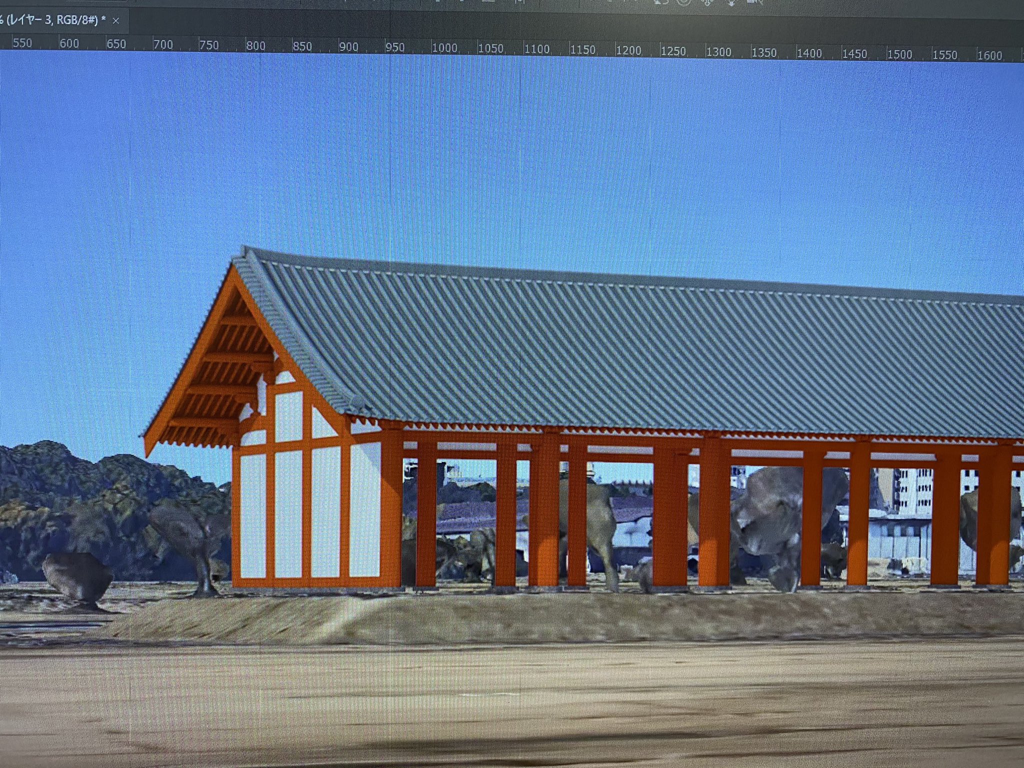 桑山byワイクウーデザイン 募集 瓦屋根のここどーなってんの 3dモデル作成中にわからなかった所などをリプください よろしくお願いします