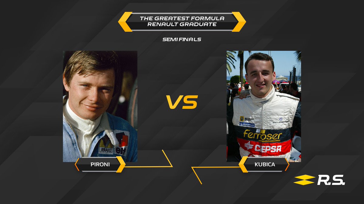 RenaultSeries's tweet image. We are entering the last battles of the Greatest #FormulaRenault Graduate Tournament! 🙌

Make sure to vote for your driver today: Didier Pironi or Robert Kubica ? You decide!

👉 formulerenault.com/semi-finals-pi…
