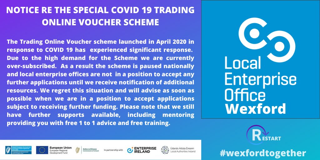 LEOwexford's tweet image. Please see the below message re our Trading Online Voucher Scheme.